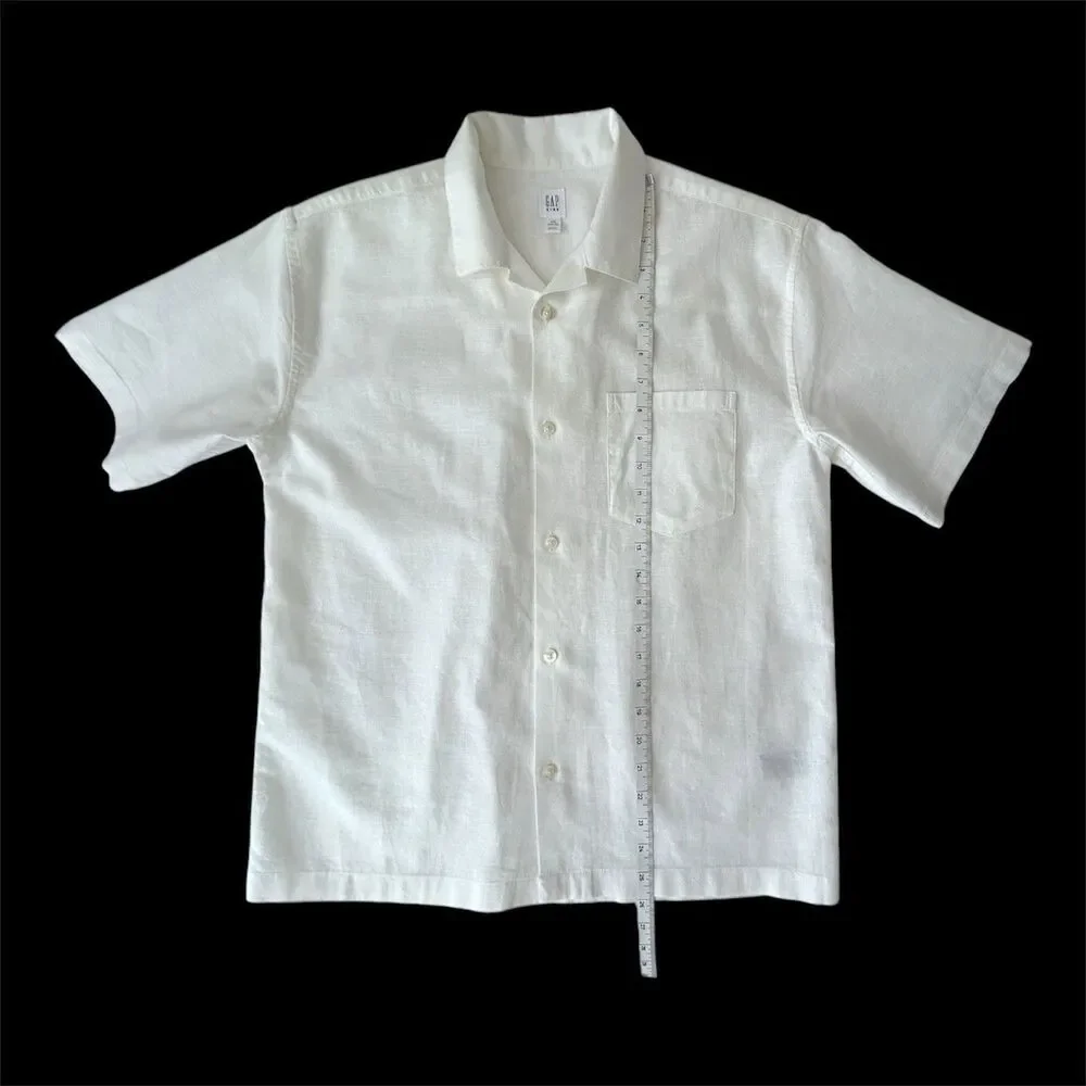 NWOT GAP Kids Boys White Linen Cotton Button-Up Vacay Shirt XXL 14-16 887399